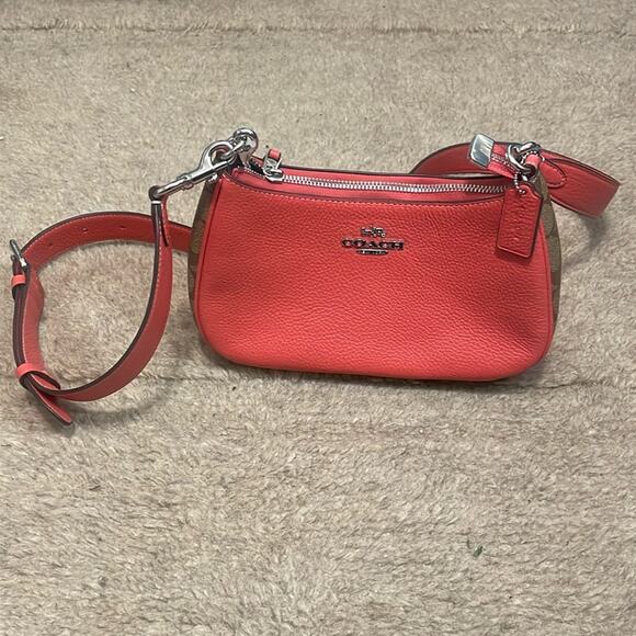 Coach Crossbody Shoulder Bag with Matching Card Holder Tangerine Khaki New $496 - Picture 7 of 14